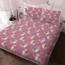 Load image into Gallery viewer, Watercolor Red Head Tricolor Corgis Christmas Quilted Bedding Set-Bedding-Bedding, Blankets, Christmas, Corgi, Home Decor-Dusty Pink-With Matching Pillowcases-Twin-11