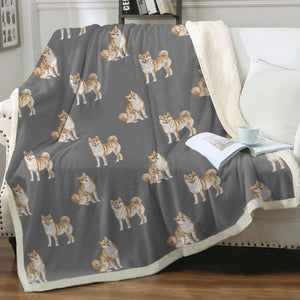 Watercolor Red Shiba Inus Sherpa Fleece Blanket - 8 Colors-Blanket-Bedding, Blankets, Home Decor, Shiba Inu-21