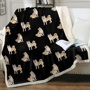 Watercolor Red Shiba Inus Sherpa Fleece Blanket - 8 Colors-Blanket-Bedding, Blankets, Home Decor, Shiba Inu-8