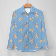 Watercolor Red Speckle Blue Heelers Christmas Women's Shirt-Apparel--23