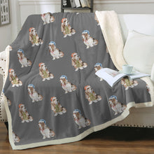 Load image into Gallery viewer, Watercolor Red White Basset Hounds Christmas Blanket - 8 Colors-Blanket-Basset Hound, Bedding, Blankets, Home Decor-10