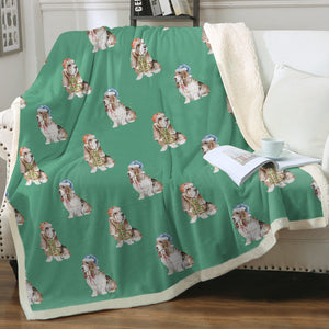 Watercolor Red White Basset Hounds Christmas Blanket - 8 Colors-Blanket-Basset Hound, Bedding, Blankets, Home Decor-11