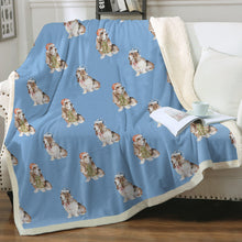 Load image into Gallery viewer, Watercolor Red White Basset Hounds Christmas Blanket - 8 Colors-Blanket-Basset Hound, Bedding, Blankets, Home Decor-13