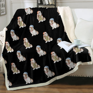 Watercolor Red White Basset Hounds Christmas Blanket - 8 Colors-Blanket-Basset Hound, Bedding, Blankets, Home Decor-15