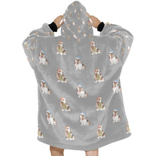 Load image into Gallery viewer, Watercolor Red White Basset Hounds Christmas Blanket Hoodie-Blanket-Apparel, Basset Hound, Blanket Hoodie, Blankets, Christmas, Dog Mom Gifts-32