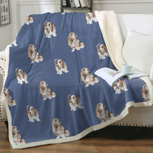 Load image into Gallery viewer, Watercolor Red White Basset Hounds Fleece Blanket - 8 Colors-Blanket-Basset Hound, Bedding, Blankets, Home Decor-2