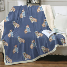 Load image into Gallery viewer, Watercolor Red White English Bulldogs Christmas Blanket - 8 Colors-Blanket-Bedding, Blankets, Christmas, English Bulldog, Home Decor-Cornflower Blue-Single-21