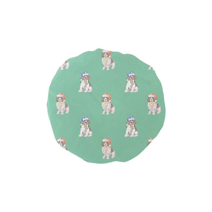 Watercolor Red White Springer Spaniel Christmas Elastic Reusable Shower Caps-Accessories-Accessories, Christmas, Dog Mom Gifts, English Springer Spaniel-MediumAquaMarine-ONE SIZE-13