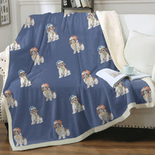 Load image into Gallery viewer, Watercolor Red White Springer Spaniels Christmas Blanket - 8 Colors-Blanket-Bedding, Blankets, Christmas, English Springer Spaniel, Home Decor-Cornflower Blue-Single-19