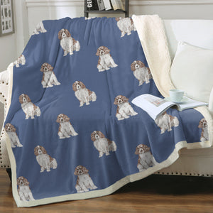 Watercolor Red White Springer Spaniels Fleece Blanket - 8 Colors-Blanket-Bedding, Blankets, English Springer Spaniel, Home Decor-9