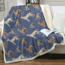 Load image into Gallery viewer, Watercolor Reverie Labradors Warm Sherpa Fleece Blanket - 8 Colors-Blanket-Bedding, Black Labrador, Blankets, Chocolate Labrador, Home Decor, Labrador-Cornflower Blue-Single-20