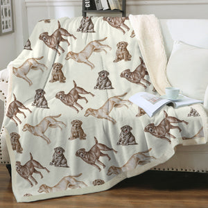 Watercolor Reverie Labradors Warm Sherpa Fleece Blanket - 8 Colors-Blanket-Bedding, Black Labrador, Blankets, Chocolate Labrador, Home Decor, Labrador-Ivory Cream-Single-15