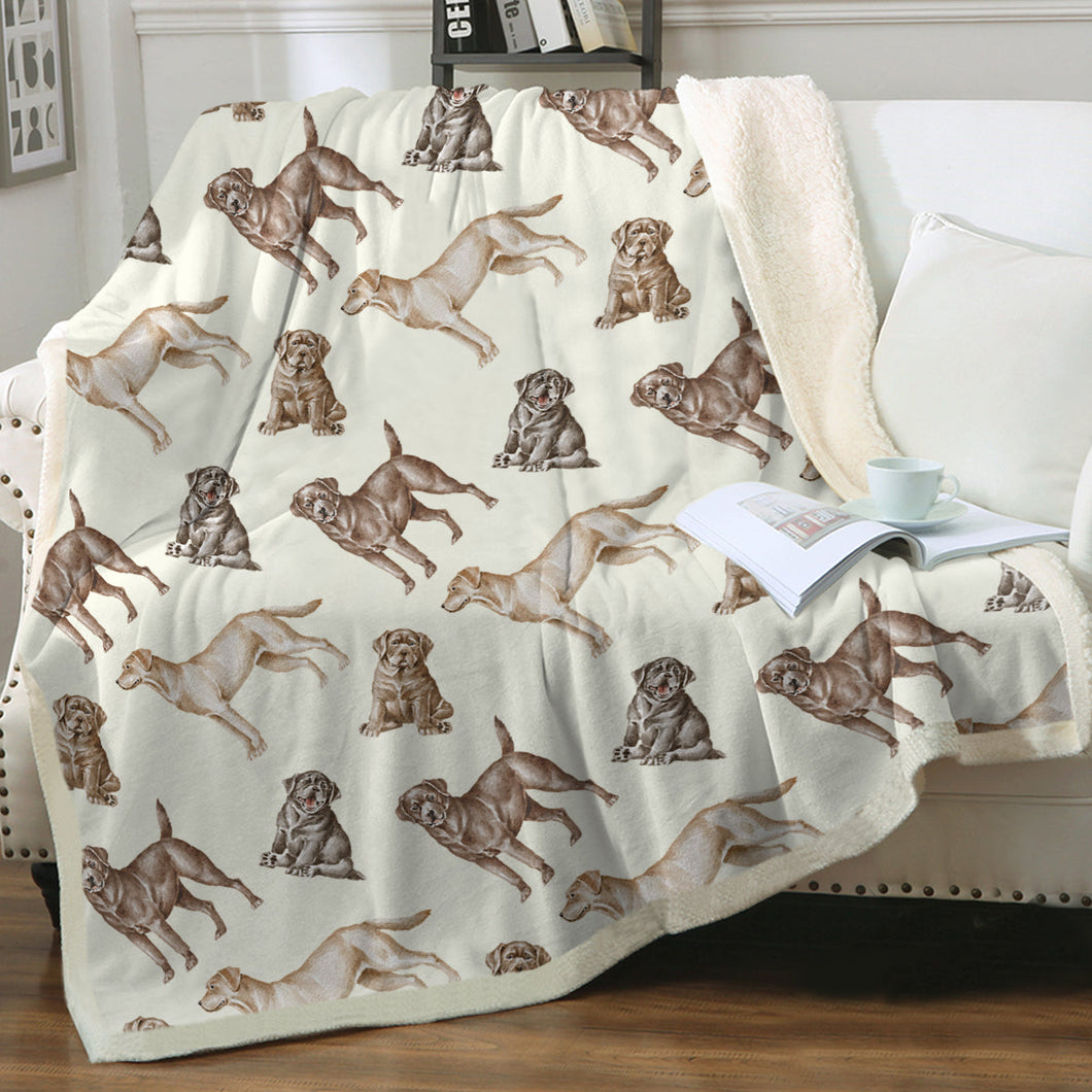 Watercolor Reverie Labradors Warm Sherpa Fleece Blanket - 8 Colors-Blanket-Bedding, Black Labrador, Blankets, Chocolate Labrador, Home Decor, Labrador-Ivory Cream-Single-15