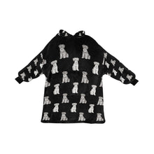 Load image into Gallery viewer, Watercolor Reverie Schnauzer Puppies Blanket Hoodie-Blanket-Apparel, Blanket Hoodie, Blankets, Dog Mom Gifts, Schnauzer-Midnight Black-ONE SIZE-26