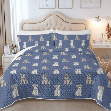 Watercolor Reverie Schnauzer Puppies Quilted Bedding Set-Bedding-Bedding,Blankets,Christmas,Home Decor-12