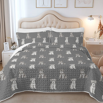 Watercolor Reverie Schnauzer Puppies Quilted Bedding Set-Bedding-Bedding,Blankets,Christmas,Home Decor-14