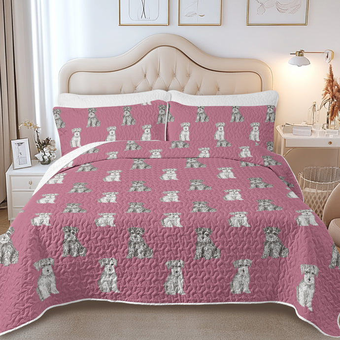 Watercolor Reverie Schnauzer Puppies Quilted Bedding Set-Bedding-Bedding,Blankets,Christmas,Home Decor-8