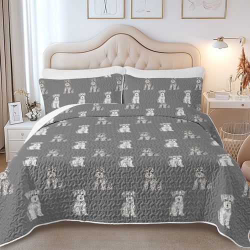 Watercolor Reverie Schnauzer Puppies Quilted Bedding Set-Bedding-Bedding,Blankets,Christmas,Home Decor-9