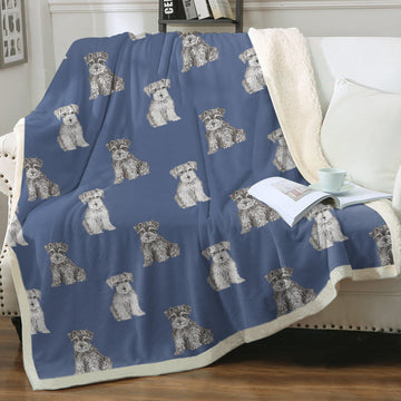 Watercolor Reverie Schnauzer Puppies Sherpa Fleece Blanket - 8 Colors-Blanket-Bedding, Blankets, Home Decor, Schnauzer-2