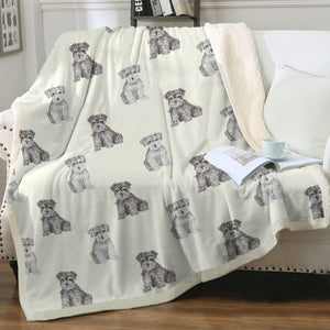 Watercolor Reverie Schnauzer Puppies Sherpa Fleece Blanket - 8 Colors-Blanket-Bedding, Blankets, Home Decor, Schnauzer-4