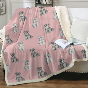 Watercolor Reverie Schnauzer Puppies Sherpa Fleece Blanket - 8 Colors-Blanket-Bedding, Blankets, Home Decor, Schnauzer-5