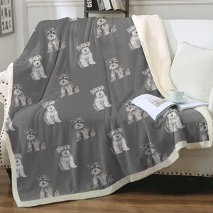 Watercolor Reverie Schnauzer Puppies Sherpa Fleece Blanket - 8 Colors-Blanket-Bedding, Blankets, Home Decor, Schnauzer-7