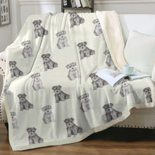 Load image into Gallery viewer, Watercolor Reverie Schnauzer Puppies Sherpa Fleece Blanket - 8 Colors-Blanket-Bedding, Blankets, Home Decor, Schnauzer-Ivory Cream-Single-18