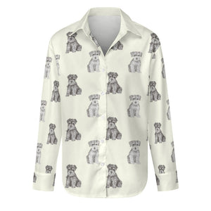 Watercolor Reverie Schnauzer Puppies Women's Shirt-Apparel-Apparel, Dog Mom Gifts, Schnauzer, Shirt-S-Ivory White-14