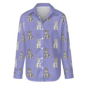 Watercolor Reverie Schnauzer Puppies Women's Shirt-Apparel-Apparel, Dog Mom Gifts, Schnauzer, Shirt-S-Lavender Purple-32