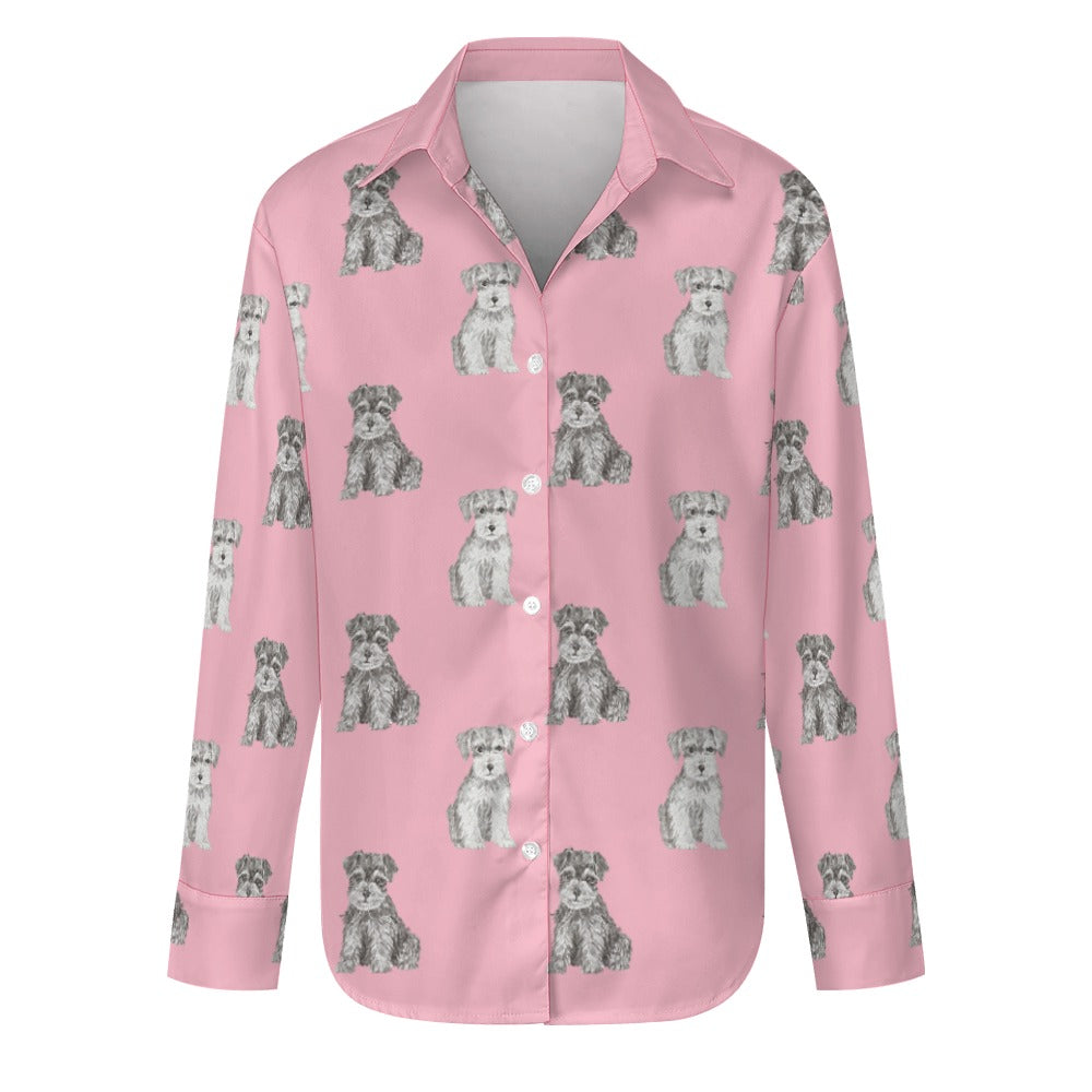 Watercolor Reverie Schnauzer Puppies Women's Shirt-Apparel-Apparel, Dog Mom Gifts, Schnauzer, Shirt-S-Light Pink-17