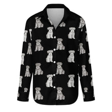 Load image into Gallery viewer, Watercolor Reverie Schnauzer Puppies Women&#39;s Shirt-Apparel-Apparel, Dog Mom Gifts, Schnauzer, Shirt-S-Midnight Black-11