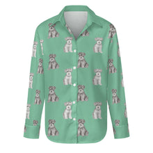 Load image into Gallery viewer, Watercolor Reverie Schnauzer Puppies Women&#39;s Shirt-Apparel-Apparel, Dog Mom Gifts, Schnauzer, Shirt-S-Mint Green-18