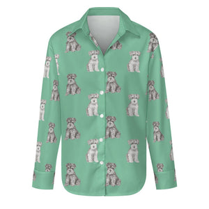 Watercolor Reverie Schnauzer Puppies Women's Shirt-Apparel-Apparel, Dog Mom Gifts, Schnauzer, Shirt-S-Mint Green-18