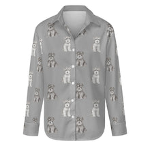 Load image into Gallery viewer, Watercolor Reverie Schnauzer Puppies Women&#39;s Shirt-Apparel-Apparel, Dog Mom Gifts, Schnauzer, Shirt-S-Parisian Gray-35