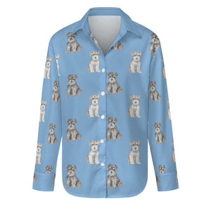 Watercolor Reverie Schnauzer Puppies Women's Shirt-Apparel-Apparel, Dog Mom Gifts, Schnauzer, Shirt-S-Sky Blue-23