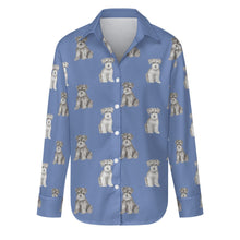 Load image into Gallery viewer, Watercolor Reverie Schnauzer Puppies Women&#39;s Shirt-Apparel-Apparel, Dog Mom Gifts, Schnauzer, Shirt-S-Slate Blue-26