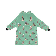 Load image into Gallery viewer, Watercolor Rottweiler Puppies Christmas Blanket Hoodie-Blanket-Apparel, Blanket Hoodie, Blankets, Dog Mom Gifts, Rottweiler-Mint Green-ONE SIZE-28