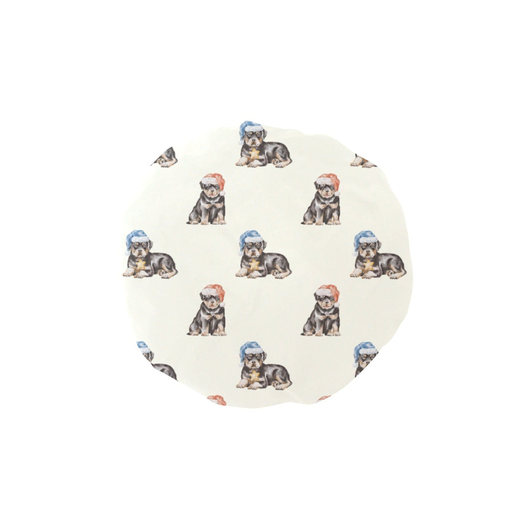 Watercolor Rottweiler Puppies Christmas Elastic Reusable Shower Caps-Accessories-Accessories, Christmas, Dog Mom Gifts, Rottweiler-Ivory White-ONE SIZE-1