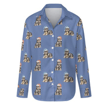 Load image into Gallery viewer, Watercolor Rottweiler Puppies Christmas Women's Shirt-Apparel-Apparel, Dog Mom Gifts, Rottweiler, Shirt-Slate Blue-S-22