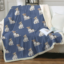 Load image into Gallery viewer, Watercolor Rough Coat Jack Russell Terriers Blanket - 8 Colors-Blanket-Bedding, Blankets, Home Decor, Jack Russell Terrier-Cornflower Blue-Single-16