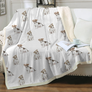 Watercolor Rough Coat Jack Russell Terriers Blanket - 8 Colors-Blanket-Bedding, Blankets, Home Decor, Jack Russell Terrier-Crisp White-Single-17