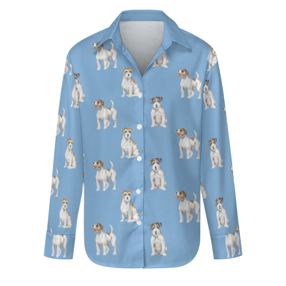 Watercolor Rough Coat Jack Russell Terriers-S-LightSkyBlue-20