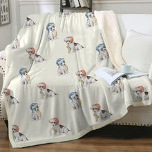 Load image into Gallery viewer, Watercolor Russell Terrier Puppies Christmas Fleece Blanket - 8 Colors-Blanket-Bedding, Blankets, Christmas, Home Decor, Jack Russell Terrier-3