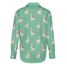 Load image into Gallery viewer, Watercolor Russell Terrier Puppies Christmas Women&#39;s Shirt-Apparel-Apparel, Christmas, Dog Mom Gifts, Jack Russell Terrier, Shirt-30