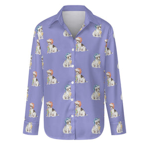 Watercolor Russell Terrier Puppies Christmas Women's Shirt-Apparel-Apparel, Christmas, Dog Mom Gifts, Jack Russell Terrier, Shirt-Lavender Purple-S-32