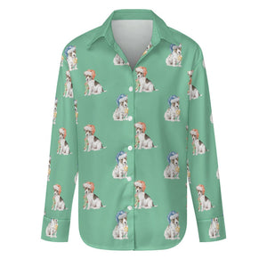 Watercolor Russell Terrier Puppies Christmas Women's Shirt-Apparel-Apparel, Christmas, Dog Mom Gifts, Jack Russell Terrier, Shirt-Mint Green-S-29