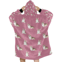 Load image into Gallery viewer, Watercolor Sable and White Corgis Blanket Hoodie-Blanket-Apparel, Blanket Hoodie, Blankets, Corgi, Dog Mom Gifts-19