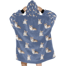 Load image into Gallery viewer, Watercolor Sable and White Corgis Blanket Hoodie-Blanket-Apparel, Blanket Hoodie, Blankets, Corgi, Dog Mom Gifts-25