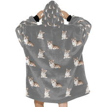 Load image into Gallery viewer, Watercolor Sable and White Corgis Blanket Hoodie-Blanket-Apparel, Blanket Hoodie, Blankets, Corgi, Dog Mom Gifts-28