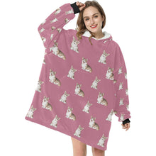 Load image into Gallery viewer, Watercolor Sable and White Corgis Blanket Hoodie-Blanket-Apparel, Blanket Hoodie, Blankets, Corgi, Dog Mom Gifts-3